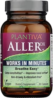 AllerDx Natural Herbal Seasonal Support Supplement - Non-Drowsy, Stimulant Free, Fast-Acting Respiratory Support - 60 Capsules