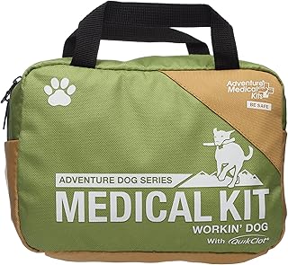 Adventure Medical Kits Workin' Dog Medical Kit with QuikClot - Canine Field First Aid Kit with Headlamp, Bandages, Cold Pack, Leash, Instruction Manual & More - Compact Dog Emergency Kit
