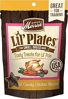 Merrick Lil’ Plates Grain Free Small Dog Treats, Natural Training Treats For Small Dogs, Lil’ Chunky Chicken - 5 oz. Pouch