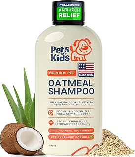 Pets Are Kids Too Oatmeal Dog Shampoo Baking Soda Hypoallergenic Anti Itch Moisturizing Soothing Deodorizing Pet Care Safe Puppy Shampoo Sensitive Skin Cat Shampoo - Coconut Based Cleanser 17 fl oz