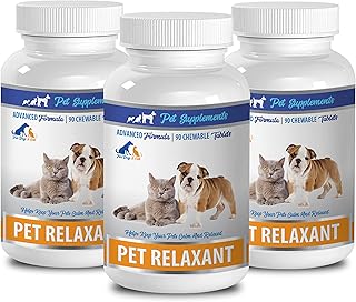 pet Calming Treats - PET Relaxant - for Dogs and Cats - CHEWABLE - Advanced Formula - Dog relaxants - 3 Bottles (270 Chews)
