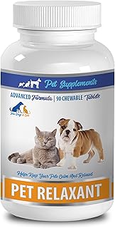 Dog Calming - PET Relaxant - for Dogs and Cats - CHEWABLE - Advanced Formula - Valerian cat Treats - 1 Bottle (90 Chews)