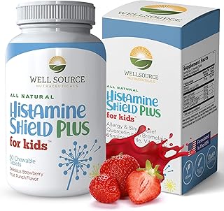 Natural Antihistamine Supplement, Sinus & Allergy Relief for Pollen, Pet Dander, Dust, Mold, and Odors, 60 Strawberry Fruit Punch Chewable Tablets