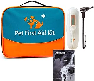 Pet First Aid Kit for Dog, Cat, Rabbit and Other Animal,with Thermometer, Syringe, Otoscope, Perfect for Home Care and Outdoor Travel Emergencies
