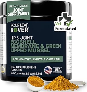 Four Leaf Rover Hip & Joint - Mobility & Joint Support with Glucosamine and Chondroitin for Dogs, 2.9 oz - 22 to 60 Day Supply, Depending on Dog’s Weight - Vet Formulated - Easy to Mix - Delicious