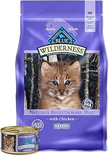 Blue Buffalo Wilderness High Protein, Natural Grain Free Kitten Food Bundle - Chicken (5-lb Dry Food + 3oz cans 24ct)