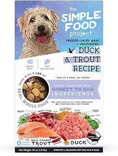 Simple Food Project - Duck & Trout Recipe - Freeze Dried Raw Food for Dogs - 24oz