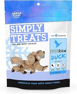 The Simple Food Project Freeze Dried Raw Dog Treats Grain Free, All Natural, with Just 1 Ingredient Duck for Dogs Use As Training Treats for Puppies, Small, Medium, Or Large Dogs