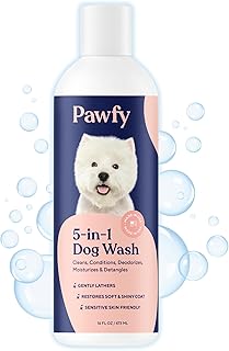Pawfy Dog Shampoo and Conditioner for Itchy Skin Relief | Puppy Shampoo for Sensitive Skin | Natural 5 in 1 Pet Shampoo with Coconut, Oatmeal & Aloe Vera| Ideal Dog Wash for Smelly Dogs