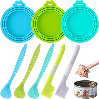 8 PACK Can Lids, Pet Food Can Cover and Food Mixing Spoons Food Canned Scoop, Fits Most Standard Size Dog and Cat Can Tops for Pet Cat Dog Feeding Can and Wet Food Storage
