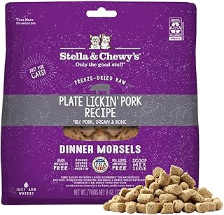 Stella & Chewy's Freeze-Dried Raw Cat Dinner Morsels - Premium Pork Recipe with 98% Responsibly-Sourced Meat & Organs - Natural Grain-Free Cat & Kitten Food - Made in USA - 8 oz