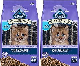 Blue Buffalo Wilderness High Protein, Natural Kitten Dry Cat Food, Chicken 2-lb (Pack of 2)