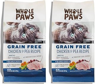 Whole Paws, Grain-Free Dry Cat Food, Chicken & Pea Recipe, Enhanced with Fiber & Prebiotics, 3.5 lb (Pack of 2)