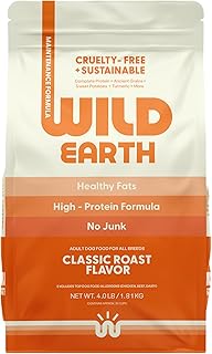Wild Earth Vegan Dry Dog Food | Plant-Based Maintenance Formula | Vegetarian, Allergy Relief, Veterinarian-Developed for Complete Nutrition | Classic Roast Flavor, 4 Pound Bag
