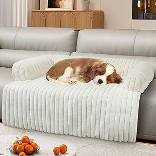 Wn's Day Luxurious Dog Couch Bed, Washable Calming Dog Couch Cover, Removable Couch Protector for Dogs, Waterproof Sofa Bed, Pet Bed Mats for Couch, Pet Couch Covers for Sofa(White, L)