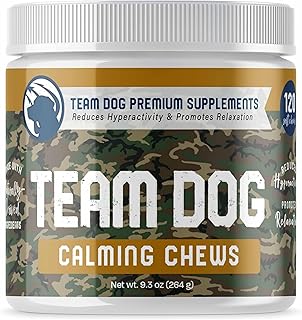 TEAM DOG Calming Chews - Anxiety Relief Treats | Natural Calming Bites with Melatonin, Chamomile, Valerian & Passion Flower | 120 Soft Chews for Large & Small Dogs | Delicious Peanut Butter Flavor