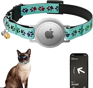 AirTag Cat Collar, Breakaway Cat Tracker Collar, Airtag Holder Compatible with Apple Air Tag, [Lightweight & Scratch Resistant] Adjustable Comfortable GPS Pet Collar for Cats Kittens, Blue