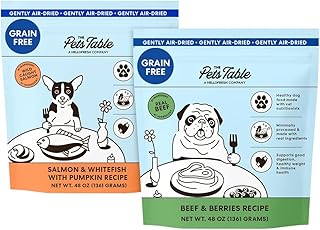 The Pets Table Grain Free Air Dried Dog Food 2 Pack - Beef & Berries + Salmon & Whitefish, 48 Ounce (Pack of 2)