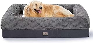 Memory Foam XL Dog Bed for XLarge Sized, Extra Large Orthopedic Dog Sofa with Sides and Waterproof Liner, Washable Bolster Pet Bed Couch with Removable Cover, 50x38x13 Inch, Dark Grey