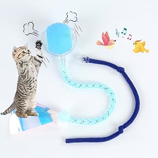 Interactive Cat Toys Ball for Indoor Cats,[2025 Newly Upgraded] Agile Moving Cat Ball with Elastic Mesh Tail,Automatic Kitten Toys for Bored Indoor Adult Cats,Motion Activated (Blue)