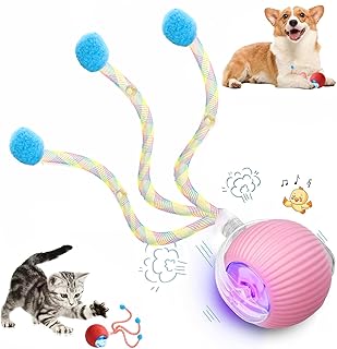 Speed 2.0 Tail Interactive Cat Toys for Indoor Cats, Chirping & Motion Activate Cat Toy, Smart Kitten Rolling Ball Moving Ball Toys, Rechargeable Dog Cat Bal l for Enrichment Exercise (New Pink)