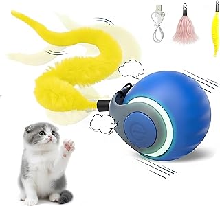 Interactive Cat Toy - Interactive Dog Toys, Automatic Cat Toy, USB Rechargeable, Suitable for Indoor and Outdoor - Moving Dog Toy, Cat Toys Interactive Speedy Tail 3.0 (Blue)
