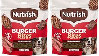 Nutrish Burger Bites Beef Recipe with Bison Premium Dog Treats, 12 oz. Pouch (Rachael Ray) (Pack of 2)