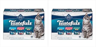 Blue Buffalo Tastefuls Natural Pate Wet Cat Food Variety Pack,Salmon,Chicken,Ocean Fish & Tuna Entrées 3-oz Cans (- 4 of Each Flavor),(Pack of 24)