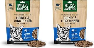 Freeze-Dried Raw Turkey & Tuna Dinner Cat Food Mini Nibs, 12 oz | Grain Free, High Protein Nutrition (Pack of 2)