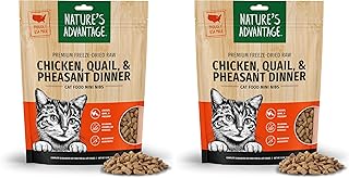 Freeze-Dried Raw Chicken, Quail, & Pheasant Dinner Cat Food Mini Nibs, 12 oz | Grain Free, High Protein Nutrition (Pack of 2)