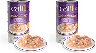 Catit Divine Shreds in Jelly, Premium Wet Cat Food, Tuna with Shirasu & Sweet Potato (Pack of 2)