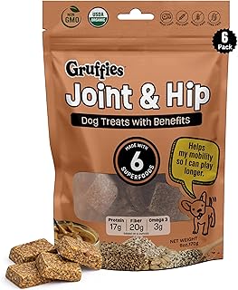 Organic Hip & Joint Dog Treats Natural Joint Supplement for Dogs with Turmeric & Ginger, Healthy Peanut Butter Treats for Mobility, Vet Approved, Non-GMO, Made in Canada, 6 oz (Pack of 6)