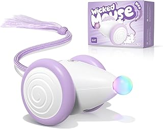 Interactive Cat Toys for Indoor Cats - Automatic Moving Kitten Toys, Wicked Mouse Neo Cat Toy with Tail & Lights, Pet Cat Supplies, Rechargeable Cat Toys for Bored Indoor Adult Cats, Purple