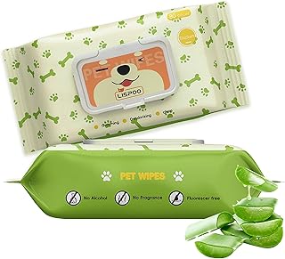 Pet Wipes for Dogs and Cats, Hypoallergenic and Unscented Grooming Wipes, Moisturizing and Deodorizing, Vet Recommended, Gentle for Paws and Body – 80 Count