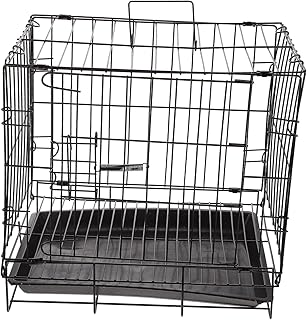 Foldable Iron Wire Dog Crate Pet Cage Door Latch Medium Small Kennel for Indoor Outdoor Use Easy Assembly and Storage Practical Black Pet Iron Crate