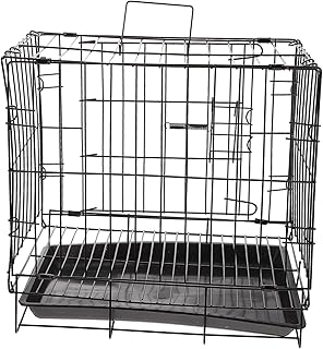 Foldable Bite Resistant Dog Crate for Small to Medium Pets Reinforced Iron Wire Kennel with Easy Open Door Handle Pet Cage for Training and Protection Black