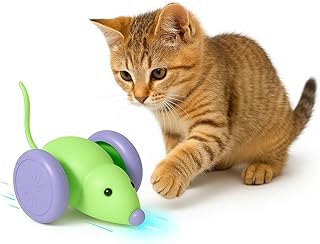 Interactive Cat Toy, USB Rechargeable Rolling Mouse with LED, Automatic Motion-Activated Chase Toy, Quiet Indoor Exercise for Cats & Kittens