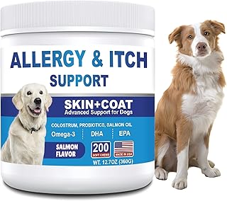 Dog Allergy Chews 200Ct - Dog Supplements for Itchy Skin and Paw Licking, Veterinary Formula with Probiotics, Allergy Immune Support for Dogs