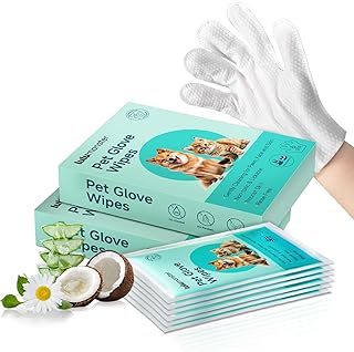 Pet Glove Wipes for Dogs and Cats [Individually Wrapped][Hypoallergenic Cleaning & Deodorising] Glove Bathing Wipes Moisture-rich Thickened Gloves for Daily Care, Traveling, Rinse Free Grooming Wipes