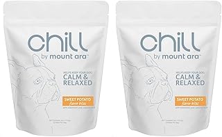 CHILL Bites Calming Dog Treats for Relaxation, Made with Sweet Potato, Valerian Root, & Melatonin for Dogs (Pack of 2)
