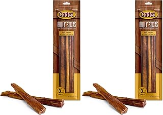 Cadet Bully Sticks for Dogs - Long-Lasting Dog Chews - All-Natural Premium Dog Treats Promotes Dental Health (Pack of 2)