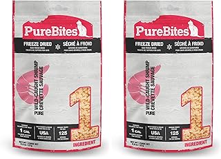 PureBites Shrimp Freeze Dried Cat Treats, 1 Ingredient, Made in USA, 0.8oz (Pack of 2)