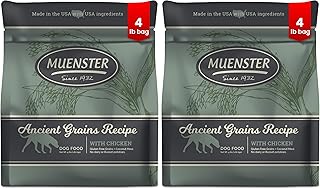 Muenster Ancient Grains Chicken Dry Dog Food, 4lb - Gluten-Free, High Protein, Digestive Support (Pack of 2)