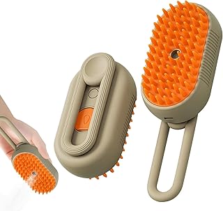 Cat & Dog Grooming Brush, 3-in-1 Steamy Spray Comb for Shedding & Mats, Self-Cleaning Slicker, Detangling De-Shedding Pet Hair Remover, Anti-Static Massage Brush for Long & Short Hair