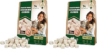 Beloved Pets Dog & Cat Treats Freeze Dried Chicken Cubes 5.3 oz - All Natural Meat Raw Pet Food - Human Grade High-Protein Snacks & Grain-Free Jerky Chews for Cats and Small Dogs (Pack of 2)
