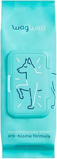WagWell Daily Cleansing Dog Wipes 50 Count – Vet-Approved, All Natural, Dermatologist Tested, Microbiome-Friendly – Head-to-Tail (Avoid Eye Area), Helps Reduce Odor – No Added Fragrance