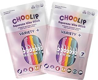 Choolip Squeeze Vita Stick Lickable Cat & Dog Treats – 14 Sticks (2×7 Value Bundle) Variety Pack, Creamy Grain-Free Puree with Multivitamins, Vet-Formulated for All Life Stages & Total Wellness