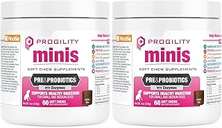 Nootie Progility Mini Pre & Probiotic Supplement, Digestive Aid Supplement for Dogs, 60 Soft Chews per Container (Pack of 2)