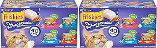 Friskies Purina Pate Wet Cat Food Variety Pack Seafood and Chicken Pate Favorites VP - 5.5 oz. Cans,(Pack of 80)
