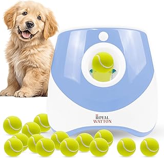 Automatic Ball Launcher for Dogs with 10 Tennis Balls (2 inch), Dog Ball Launcher with 3 Range Modes (10/20/30ft), Rechargeable Dog Balls Thrower for Small-Medium Dogs,Indoor/Outdoor Pet Fetch Machine